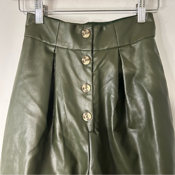 Majorelle Green Faux Leather High Rise Pants - Picture 3 of 6